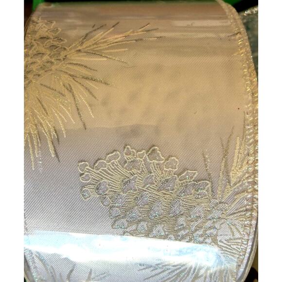 Lot of 8 Blue & Silver Decorative Holiday Ribbons Snowflake Foil Wired New Used - Picture 8 of 14